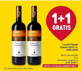Delhaize Cecchi chianti classico d.o.c.g. 1+1 gratis aanbieding