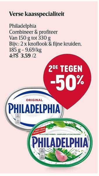 Delhaize Verse kaasspecialiteit philadelphia aanbieding