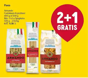Delhaize Pasta armando 2+1gratis aanbieding