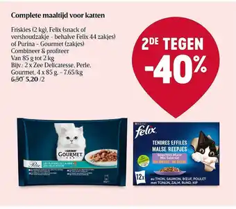Delhaize Complete maaltijd voor katten felix of purina aanbieding