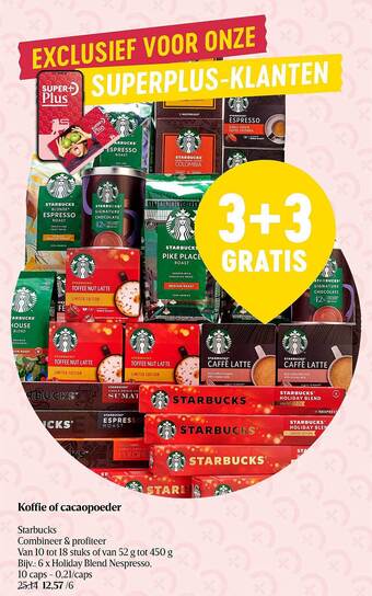 Delhaize Koffie of cacaopoeder starbucks aanbieding