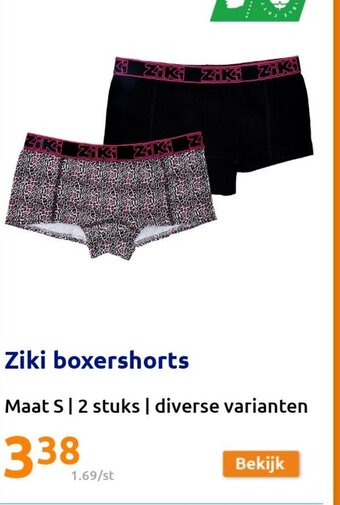 Action Ziki Boxershorts Maat S 2 Stuks aanbieding