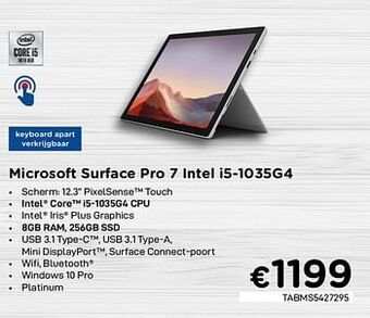 CompuDeals Microsoft surface pro 7 intel i5-1035g4 aanbieding