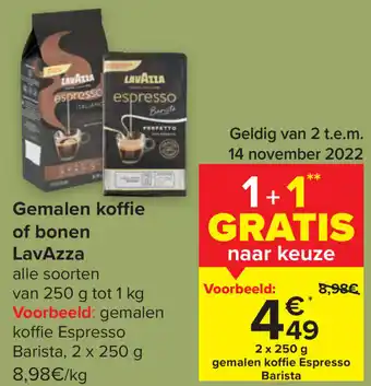 Carrefour Gemalen koffie of bonen LavAzza aanbieding