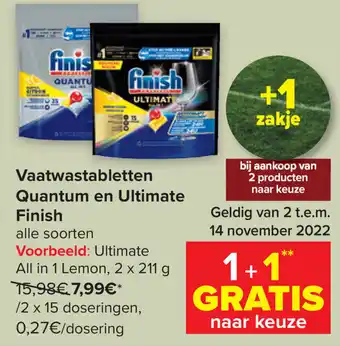 Carrefour Vaatwastabletten Quantum en Ultimate Finish aanbieding