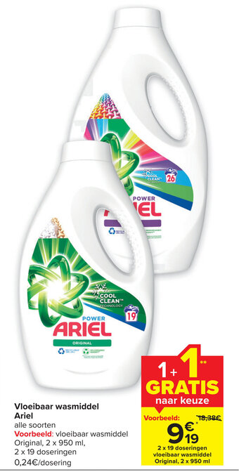 Carrefour Vloeibaar wasmiddel Ariel aanbieding