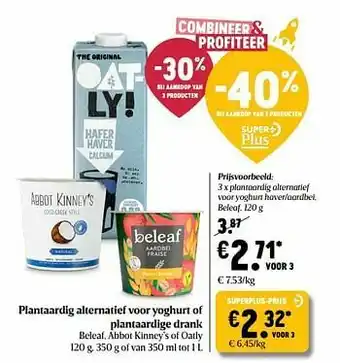Delhaize Plantaardig alternatief voor yoghurt haver-aardbei beleaf aanbieding