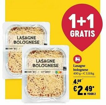 Delhaize Lasagne bolognese aanbieding