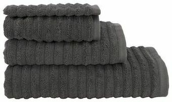 HEMA HEMA Handdoek Zware Kwaliteit Structuur Wit Donkergrijs (donkergrijs) aanbieding