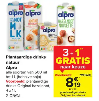 Carrefour Plantaardige drinks natuur Alpro aanbieding