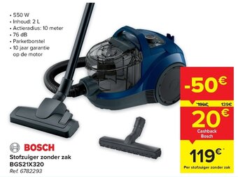 Carrefour Bosch Stofzuiger Zonder Zak - BGS21X320 aanbieding