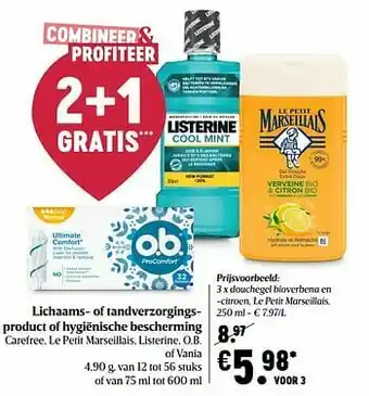 Delhaize Douchegel bioverbena en -citroen le petit marseillais aanbieding