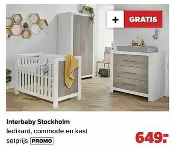 Baby-Dump Interbaby stockholm ledikant, commode en kast aanbieding