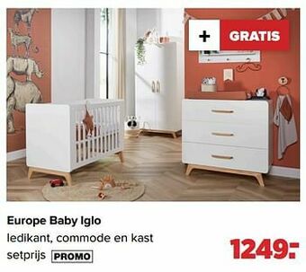 Baby-Dump Europe baby iglo ledikant, commode en kast aanbieding