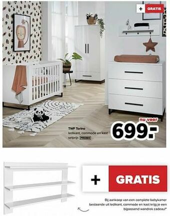 Baby-Dump Twf torino ledikant, commode en kast aanbieding