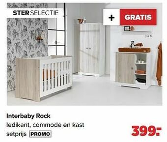 Baby-Dump Interbaby rock ledikant, commode en kast aanbieding