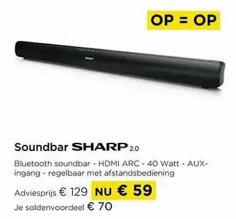 Molecule Sharp soundbar 2.0 aanbieding