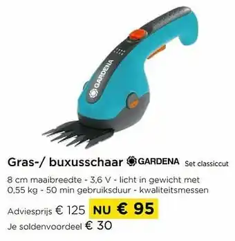 Molecule Gardena gras-- buxusschaar set classiccut aanbieding