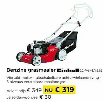 Molecule Einhell benzine grasmaaier gc-pm 46-1 b+s aanbieding
