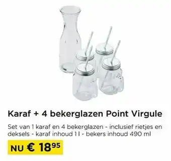 Molecule Karaf + 4 bekerglazen point virgule aanbieding