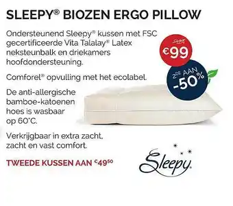 Sleepworld Sleepy biozen ergo pillow aanbieding