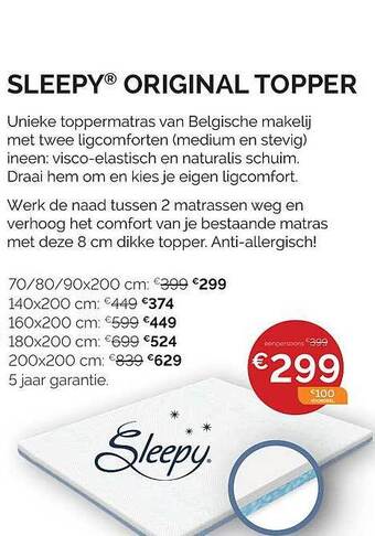 Sleepworld Sleepy original topper aanbieding