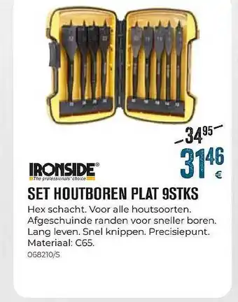 Meno Pro Ironside set houtboren plat 9stks aanbieding