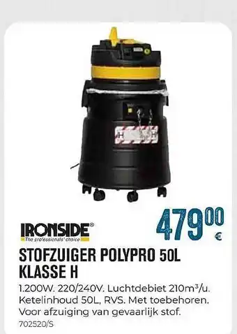 Meno Pro Ironside stofzuiger polypro 50l klasse h aanbieding