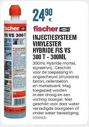 Fischer injectiesysteem vinylester hybride fis vs 300 t - 300ml