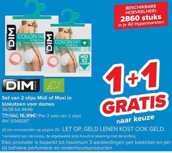 Carrefour Set van 2 slips midi of maxi in biokatoen voor dames aanbieding