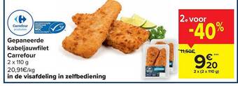 Carrefour Gepaneerde kabeljauwfilet aanbieding