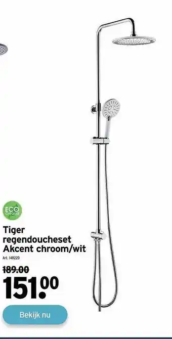 GAMMA Tiger regendoucheset akcent chroom-wit aanbieding