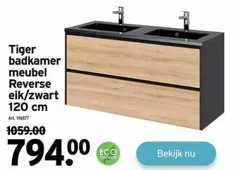 GAMMA Tiger badkamer meubel reverse eik-zwart aanbieding