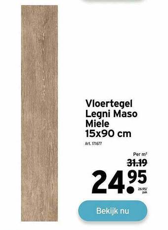 Vloertegel legni maso miele 15x90 cm