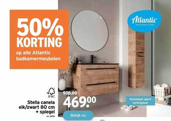 GAMMA Stella canela eik-zwart 80 cm + spiegel aanbieding