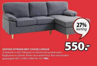 Jysk Gedved zitbank met chaise longue aanbieding