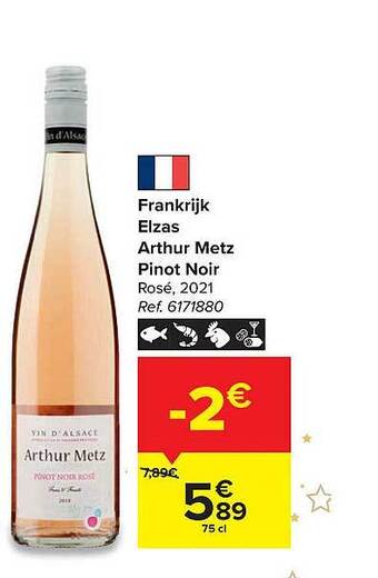 Carrefour Frankrijk elzas arthur metz pinot noir aanbieding