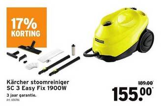 GAMMA Kärcher stoomreiniger sc 3 easy fix 1900w aanbieding