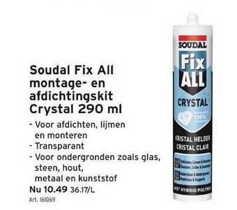 GAMMA Soudal fix all montage en afdichtingskit crystal 290 ml aanbieding