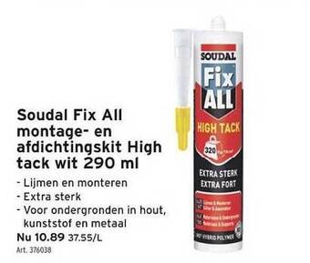 GAMMA Soudal fix all montage en afdichtingskit high tack wit 290 ml aanbieding