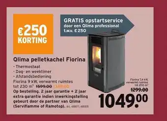 GAMMA Qlima pelletkachel fiorina aanbieding
