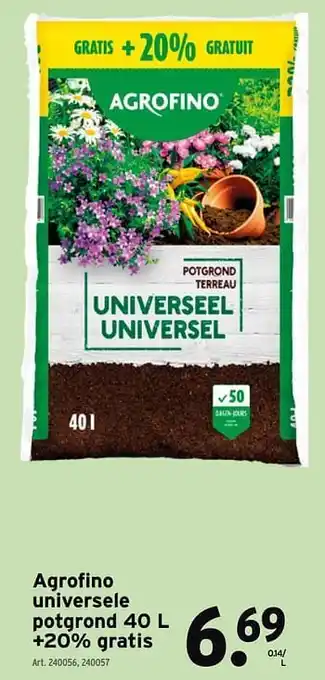 GAMMA Agrofino universele potgrond 40 l aanbieding