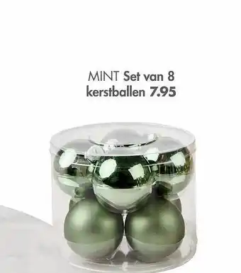 Mint set van 8 kerstballen