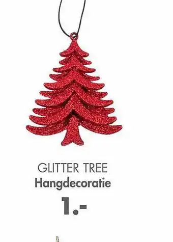 Glitter tree hangdecoratie
