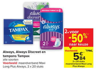 Carrefour Always, Always Discreet en tampons Tampax aanbieding