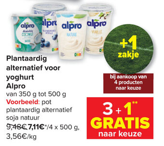 Carrefour Plantaardig alternatief voor yoghurt Alpro aanbieding