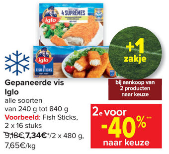 Carrefour Gepaneerde vis Iglo aanbieding