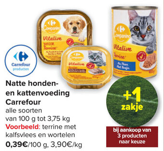 Carrefour Natte honden en kattenvoeding Carrefour aanbieding