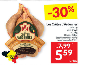 Intermarché Les Crêtes d'Ardennes Hele Kip Geel of Wit aanbieding