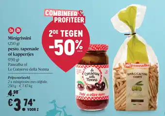 Minigrissini 250g pesto, tapenade of kappertjes 190g